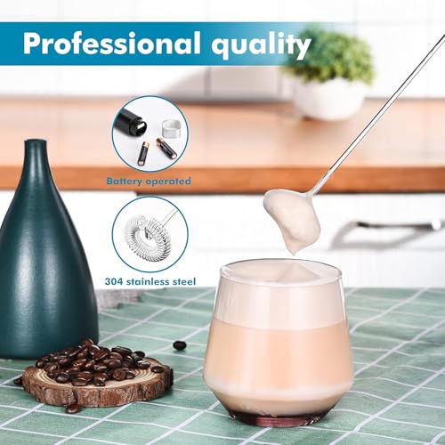 Image of Coffee Frother Electric Rechargeable Coffee Maker Machine for Home Milk Whisker with SS Steel Whisk & Type-C Charging, Portable Foam Maker for Latte, Cappuccino, Matcha, Protein Shake (Black)