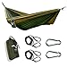 Produktbild Hawk Outdoor Reise-Hängematte mit Befestigung - Ultra-leicht klein - Fallschirmseide - 200kg Traglast - 260x140cm - Garten Reise - Oliv/dunkeloliv