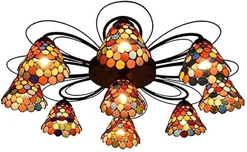 FSunKoFu Tiffany kroonluchter lamp tiffany 9 multi-head plafondlamp gekleurde kleine vogel geschilderd glas lamp kamer eetkamer slaapkamer plafondlamp
