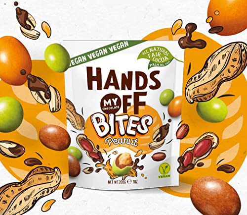 Hands Off my Chocolate (3 x 200g) | All Natural Fair Chocolate | Vegan | 3 einzelne Verpackungen Schokolinsen (Peanut) Cover