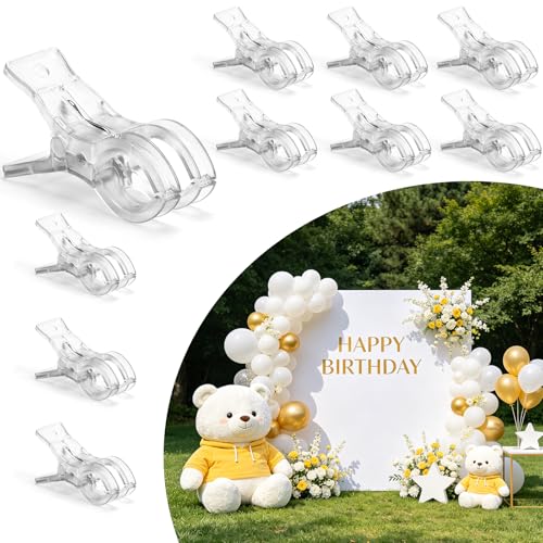 10 PCS Clear Balloon Arch Clips for Backdrop 3.5 Invisible Spring Clamp