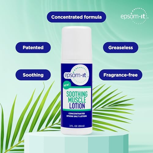 Image of Epsom-It Soothing Muscle Lotion - Roll On Epsom Salt Lotion with Arnica for Muscle Stiffness, Leg, Knees and Feet Discomfort, Topical Magnesium Cream, 3oz, 2-Pack