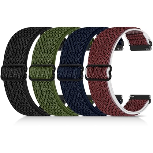 Relting 4 Pack 20mm Elastic Nylon Bands Compatible with Garmin Vivoactive 6/5/3, Garmin Venu/Venu...