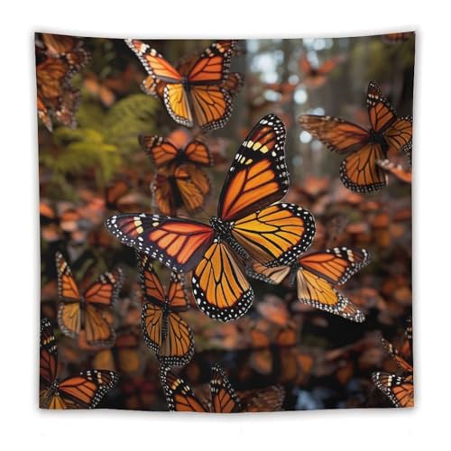 Tapisserie murale salon motif papillons monarques et drap de plage suspendre