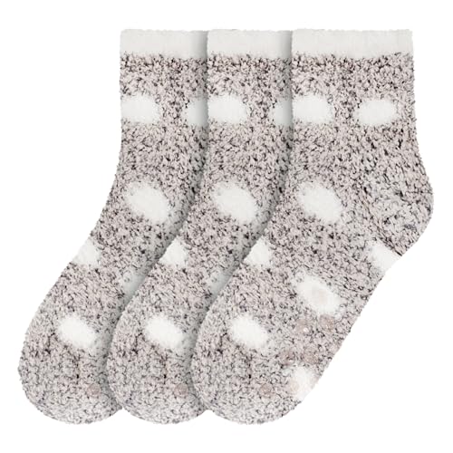 Image of BambooMN Women's Soft Warm Fuzzy Fluffy Polka Dot Cuff Crew Home Socks
