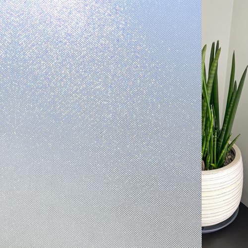 Image of KESPEN Frosted Window Privacy Film Heat Control UV Sun Blocking Glass Stickers Static Cling Non Adhesive Door Coverings Decals for Bathroom Home Office, Sparkling, 35.4 Inch X 6.5 Feet