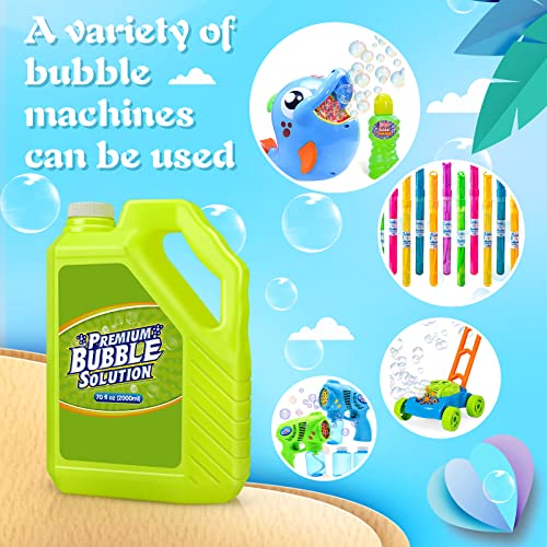 Bubble Solution Refill - 70 Ounce Premium Bubble Liquid Refills For Bubble Machine, Wand, Gun, Blower At Wedding And Party - Bubbles Toy For Kids Toddlers Boys Girls (With Portable Handle) #TOP2