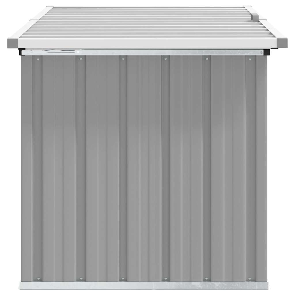 Gartenbox Grau aus verzinktem Stahl 129x67x65 cm mit wasserdichtem Deckel, wetterfestem Stauraum und Sitzfunktion für Balkon Terrasse Outdoor zur Aufbewahrung von Kissen und Polstern