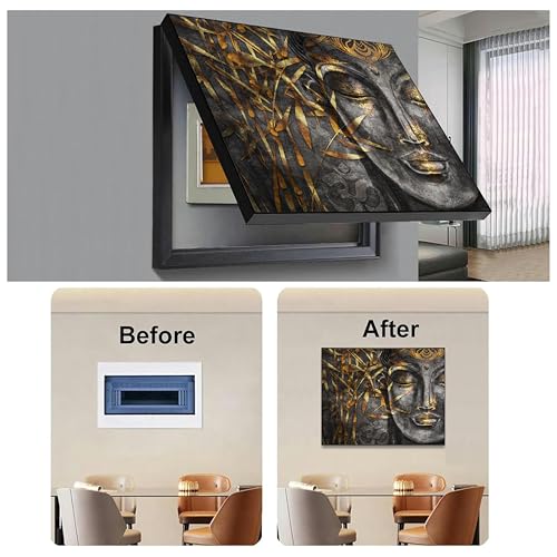 Image of Electric MCB Box Cover Frame With Hydraulic Decorative Painting Lord Gautam Buddha Painting Electrical Panel box Cover, Switch Box Frame Will Fit Max 10x14 inch Switch Board, Outer Size 13X17 Inch