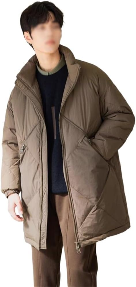 Standing Collar Long Down Jacket Men's Winter Thick Warm Casual White Duck Windbreaker