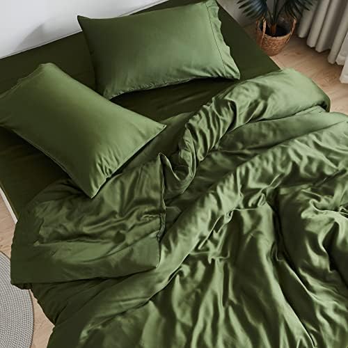 DOZ by SIJO 100% Organic Bamboo Sheet Set, Buttery Soft, Cooling for Hot Sleepers, Silky Breathable, Oeko-TEX, High GSM, 16" Deep Pockets - 4pc - 2 Pillowcases 1 Fitted 1 Top Sheet (Forest, King)