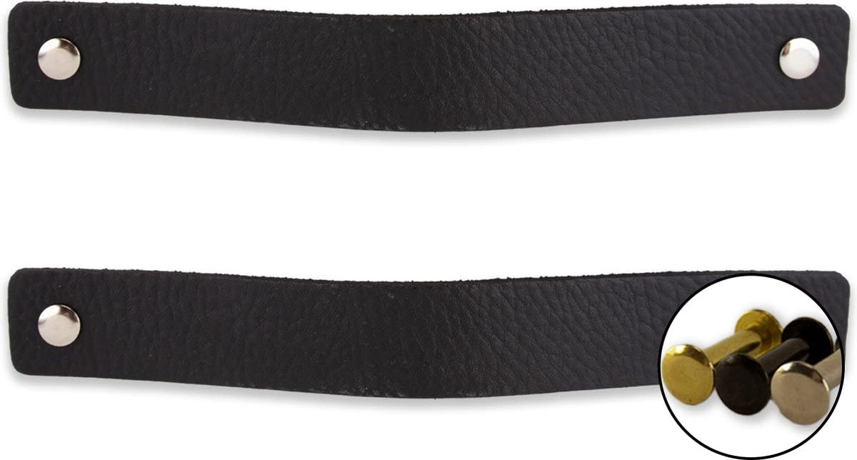 Brute Strength - Leren handgrepen voor meubels - Cognac - 2 stuks - 20 x 2,5 cm - Kastgreep, Deurgreep voor keuken, badkamer, kasten, dressoir, hout