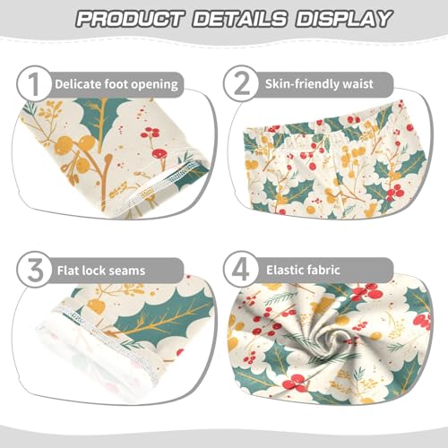 KLL Christmas Holly Leaves Toddler Baby Girl Leggings Stretchy High Waisted Pants Running3