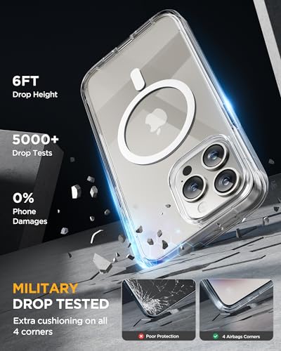 Image of Miracase Magnetic for iPhone 15 Pro Max Case 6.7'' [Compatible with Magsafe] Full-Body Drop Proof Bumper Phone Case for iPhone 15 Pro Max with Built-in 9H Tempered Glass Screen Protector,Clear