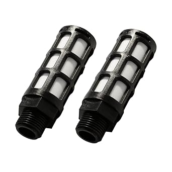 Quickun Plastic Exhaust Air Silencer, 1" Air Line Pneumatic Muffler Black Air Compressor Fitting Pack of 2