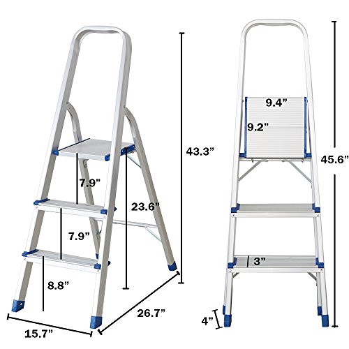 Luckyermore 0242 Ultra Lightweight Step Ladder 3 Step Aluminum Folding Stool Home Kitchen White thumb #6
