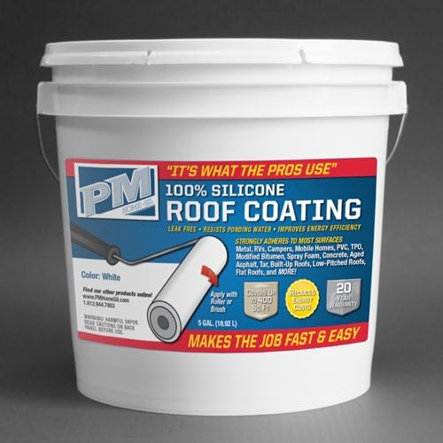 100 Silicone Roof Coating Restore And Waterproof Your Existing Roof Apply In A Single Coat No Primer Required White 5 Gallon Amazon Com