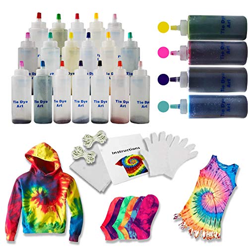 Kids Tie Dye Kit, 123PCS 18 Vibrant Colours Tie Dye DIY Set Fabric Textile Paints School Party Art Craft Supplies for Kid Teen Boys Girls