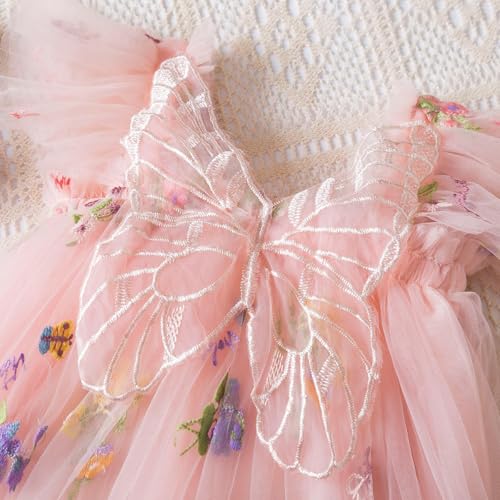 Girls' Elegant Tulle Dresses Butterfly Embroidery Design Princess Gown Party Dress, Ages 6 Months-5 Years2