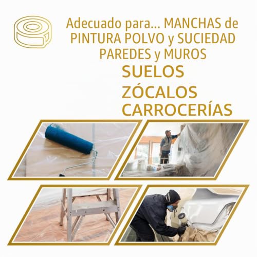 Miniatura 3 de Pennellificio 2000 Juego De 3 Rollos De Papel Con Cinta Adhesiva Para Enmascarar, Protección De Paredes, Zócalos, Muebles, Dimensiones 18 Cm X 20 M, Fabricado En Italia
