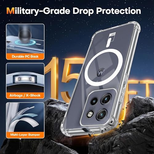 Image of Jkobi Shockproof Crystal-Clear Back Cover for Motorola Moto Edge 50 Neo (Magsafe Wireless Support | Drop & Camera Protection | Hard Polycarbonate)