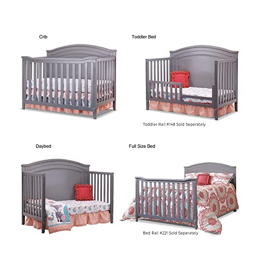Image of Sorelle Furniture Berkley Round Top Crib, Classic 4-in-1 Convertible Crib, Made of Wood, Non-Toxic Finish, Wooden Baby Bed, Toddler Bed, Child's Daybed and Full-Size Bed, Nursery Furniture-Gray