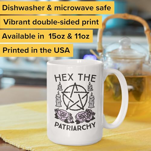 LookHUMAN Unique Coffee Mugs Novelty Mugs Fun Mugs - Hex The Patriarchy Unique Mugs Cool Coffee Mugs Ideal Statement Gift Cup For Support & Empowerment - Novelty Coffee Mugs Available in 11oz & 15oz