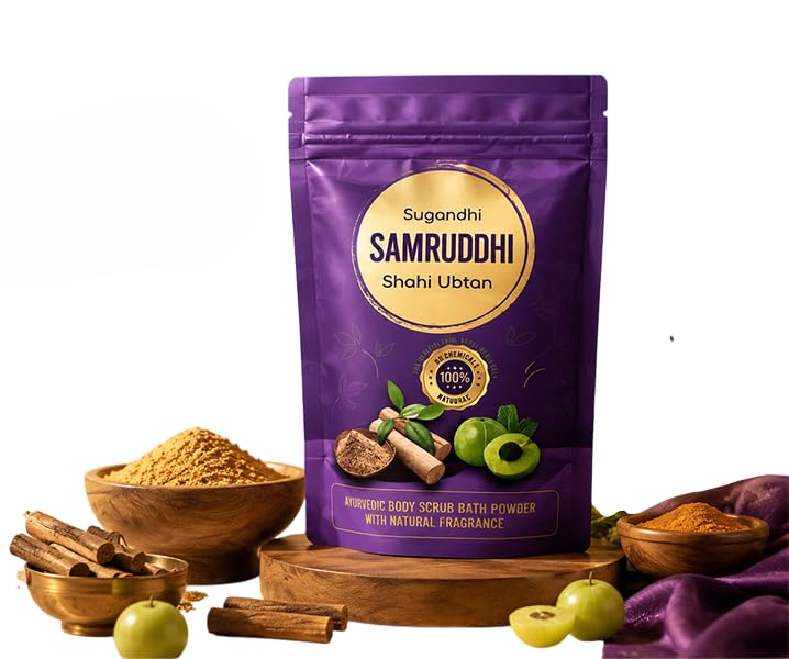 Samruddhi Shahi Ubtan – Ayurvedic Body Scrub Bath Powder with Natural Fragrance | Herbal Skin Brightening & Exfoliating Ubtan for Glowing Skin-image-10