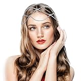 Rhinestone Mesh Headpiece for Women Head Chain 20s Cap Crystal Head Jewelry Flapper Headpiece Accessories for Bridal Party (Silver)