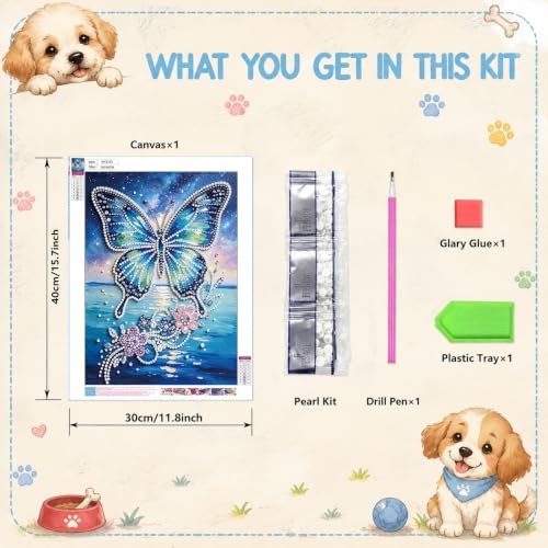Butterfly Pearl Diamond Art Kits for Adults, Pearl Art 12x16 inch by YarnWhimsy - Used condition - Image 6