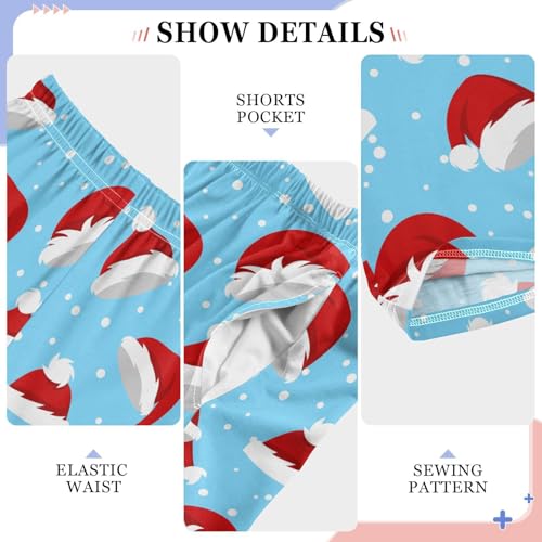 Boys' Pants Christmas Hats Blue Dots Long Bottoms Jogger Pants Elastic Waist Trousers with Pockets S-XL4