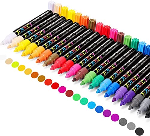 Paint Pens,Emooqi Paint Markers 20 Pack Oil-Based Painting Pen Set for Rocks Painting Wood Plastic Canvas Glass Mugs DIY Craft