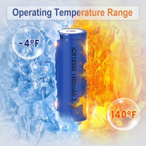 Perprokay 1400Mah 3.7V Icr 18500 Li-Ion Rechargeable Batteries 4 Pack thumb #5