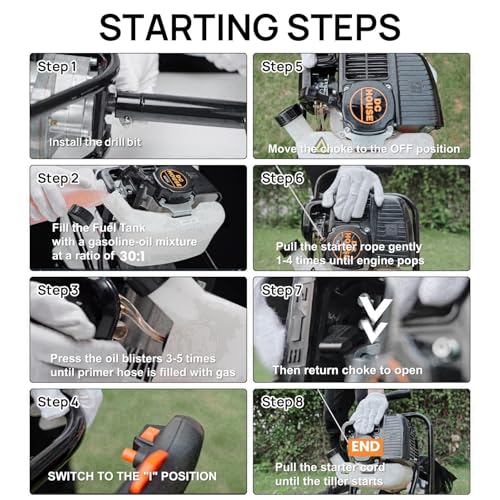 DC HOUSE Post Hole Digger, 52cc 1800W Gas Powered Earth Auger Earth Digger, Auger Post Hole Digger with Two Drill Bit 6" & 10" and Extension Rods, for Fence, Farmland and Garden, EPA Certified