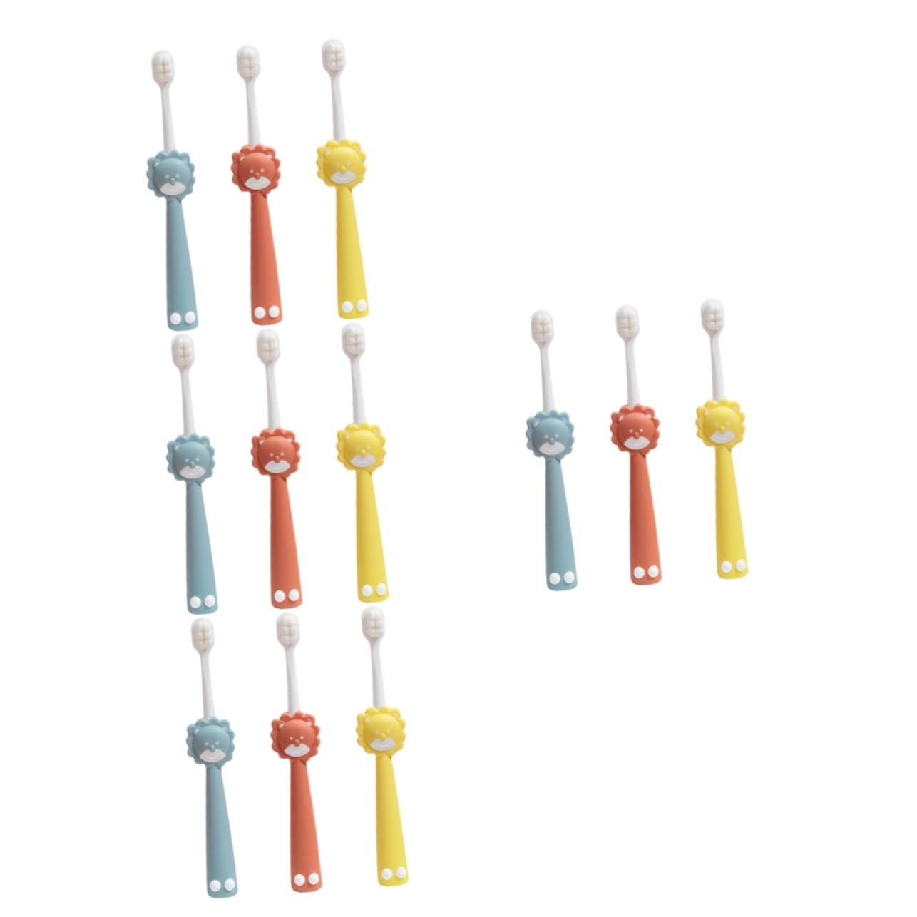 Healeved 12pezzi Spazzolini Per Ragazzo Ragazza Con Testina Morbida Design Creativo Forma Di Animali Spazzolini Da Viaggio Per Ragazzo Ragazza Da Anni e Arancione Divertente e Sicura