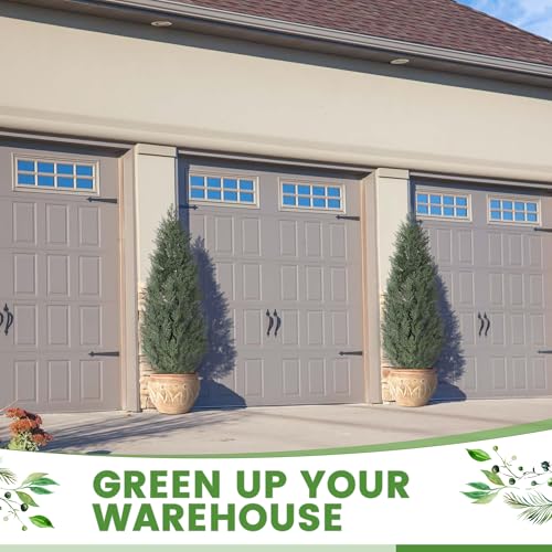 GarveeHome 5 Ft Artificial Topiary Trees Set of 2, Uv Resistant Faux Cedar Porch Tree with Decorative Grass, Potted Fake Evergreen Cypress Plants for Indoor Outdoor Decorations