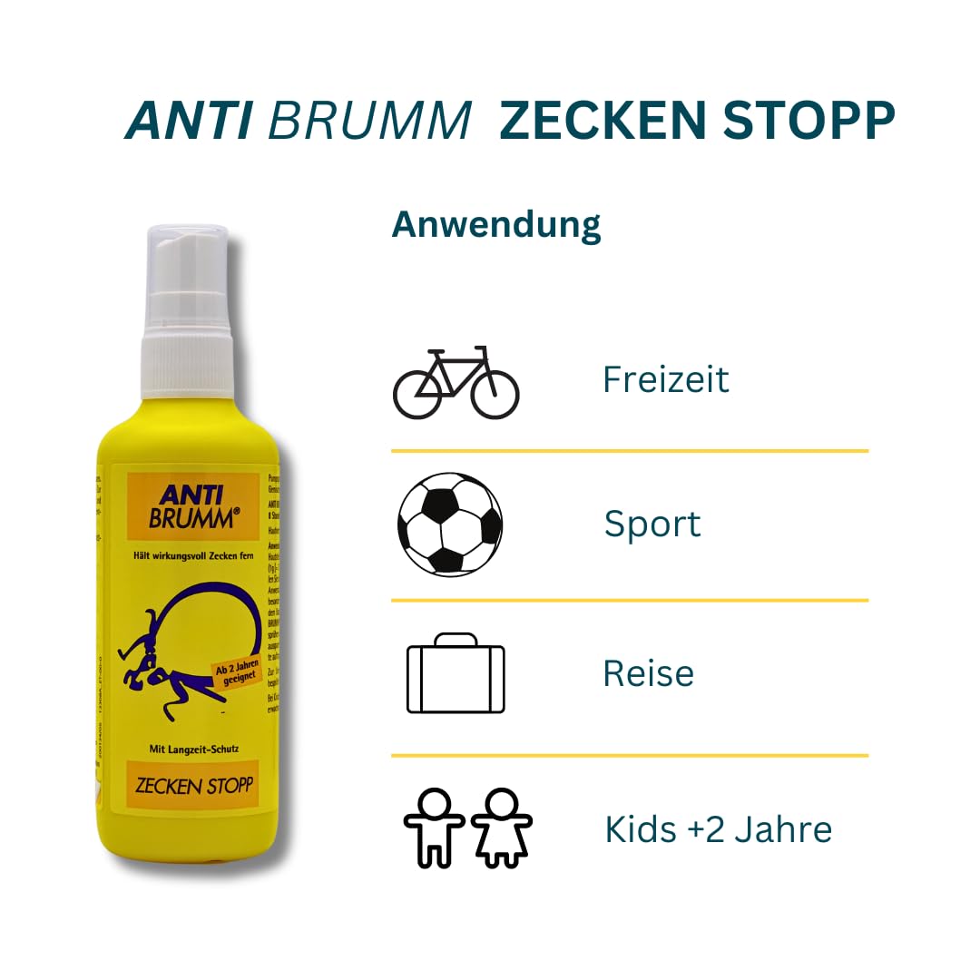 Anti Brumm Zecken Stopp Pumpspray 1x 150 ml I Schutz vor Zecken I Zeckenspray I Icaridin I Für Erwachsene und Kinder ab 2 Jahren I Insekten-Repellent I Spar-Set plus Pharma Perle give-away