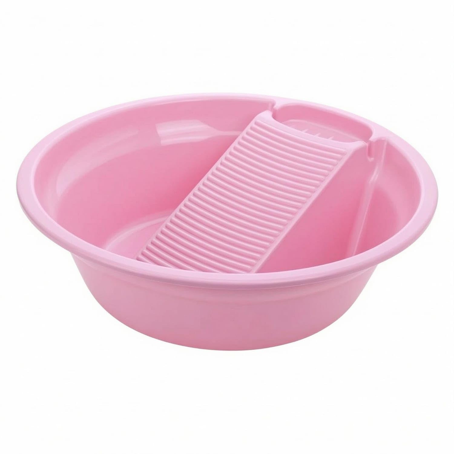 One-Piece Ribbed Wash Basin Molded ABS Wash Basin Wide Rim Household Utility Shallow for Laundry, Face Washing, Pink, S-image-35