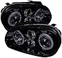 Carpartsinnovate For 99-06 Golf GTI R32 Mk4 Glossy Black Smoke Halo Projector Headlights