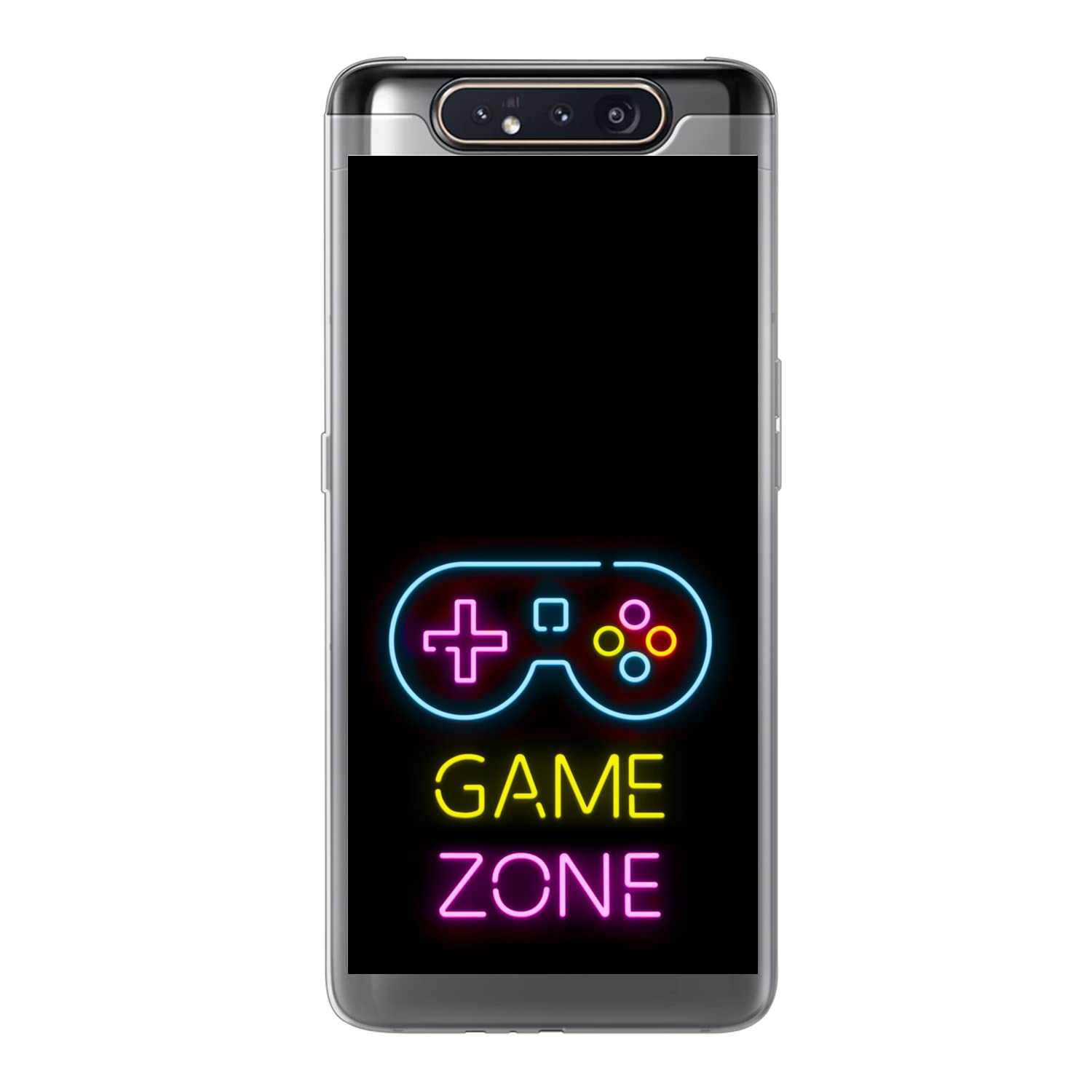MuchoWow Funda para Samsung Galaxy A80 - Mando - Juego - Neón - Negro - Citas - Zona de Juegos - Funda de Silicona/Funda Blanda para teléfono móvil
