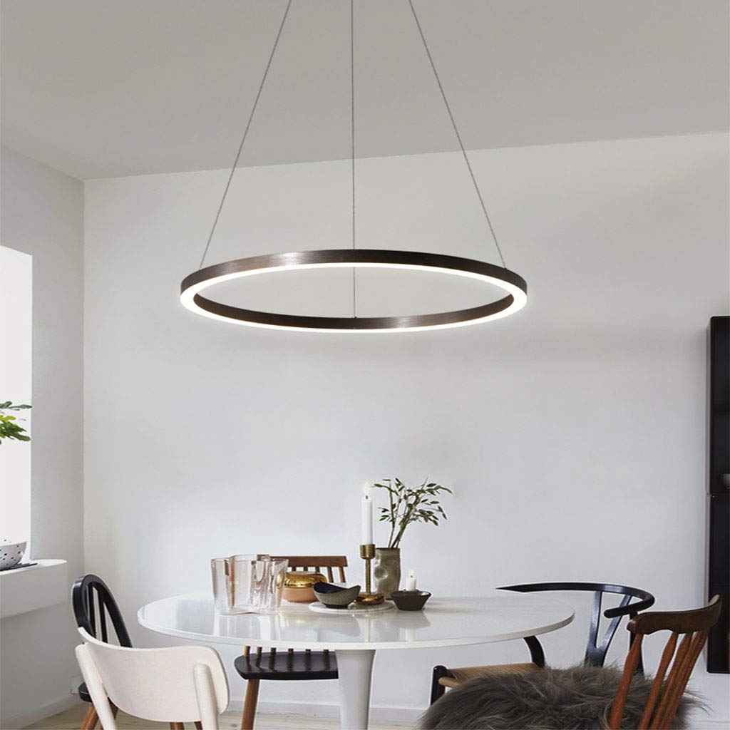 LED Pendellampe Wohnzimmerlampe Pendelleuchte Dimmbar Mit Fernbedienung Kronleuchter Moderne Esstischlampe Aluminium Runde Acryl Beleuchtung Deckenleuchte,Braun,1lap 60cm