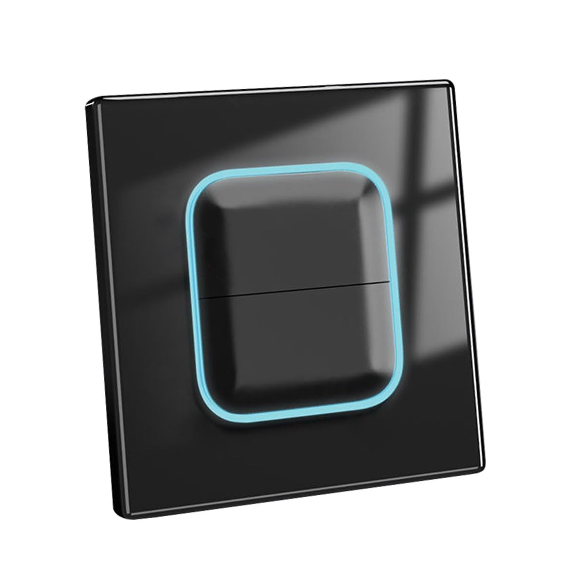 1/2/3/4 gang 2 way Black/White/Grey Tempered Glass Panel Acrylic Push Button Wall Socket Light Switch LED Indicator Lights 86mm*90mm (2 gang 2 way black)