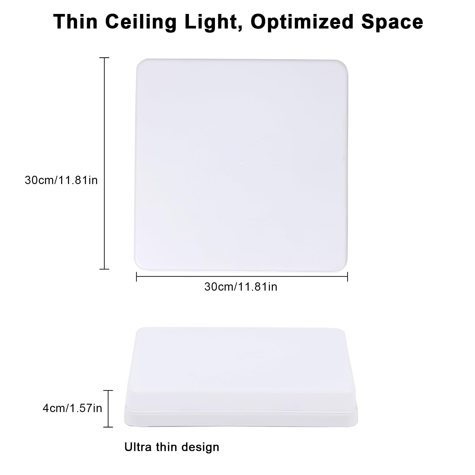 Goeco Plafon LED Techo Baño, 48W Lámpara de Techo LED Moderna, 6500K Blanco Frío, para Pasillo, Cocina, Balcón, Dormitorio, Estudio, 2 Piezas, Cuadrada