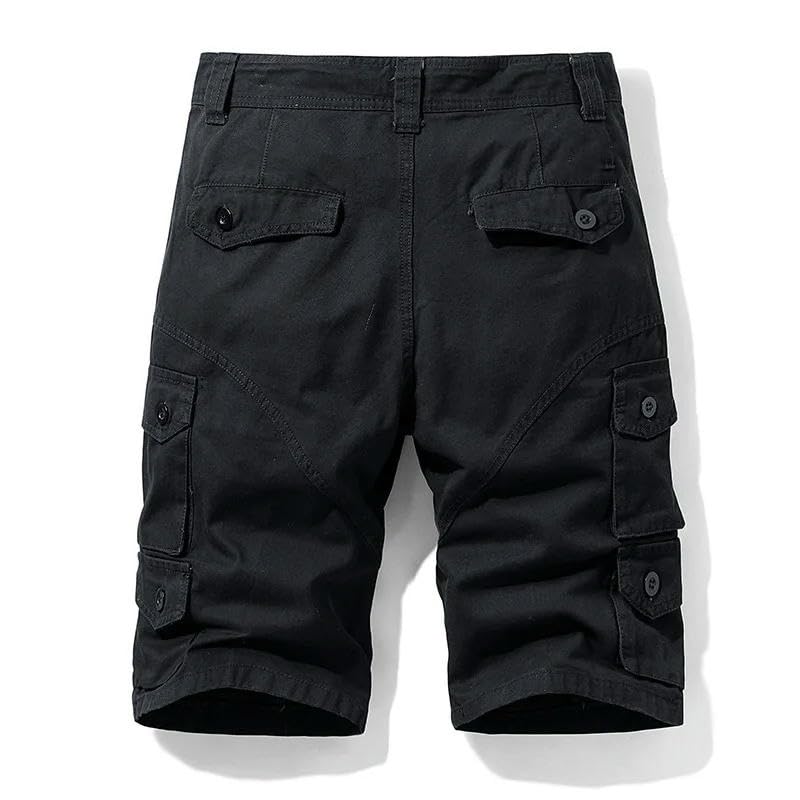 Bermudas de algodón para hombre, holgadas, estilo militar, con cremallera