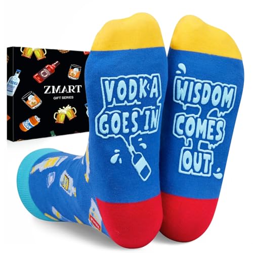 Zmart Vodka Socks for Men Women - Vodka Gifts for Drink Lovers, Cocktail Funny Saying Socks