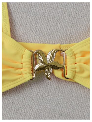 Milumia Women's Bikini Sets Two Piece Swimsuit Wide Strap Tie Back High Cut Starfish Bathing Suit4