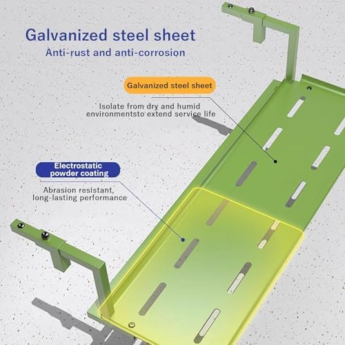 Metal Balcony Bar Table Outdoor Rail Hanging Table Wall-Mounted Side Table Space Saving for Patio Garden Porch(White,60x25cm)