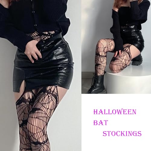 Halloween Spiderweb Stockings Bat Fishnet Tight Stocking Gothic Punk Sexy Dark Gift for Women Halloween Outfits Party Supplies Stage Show3