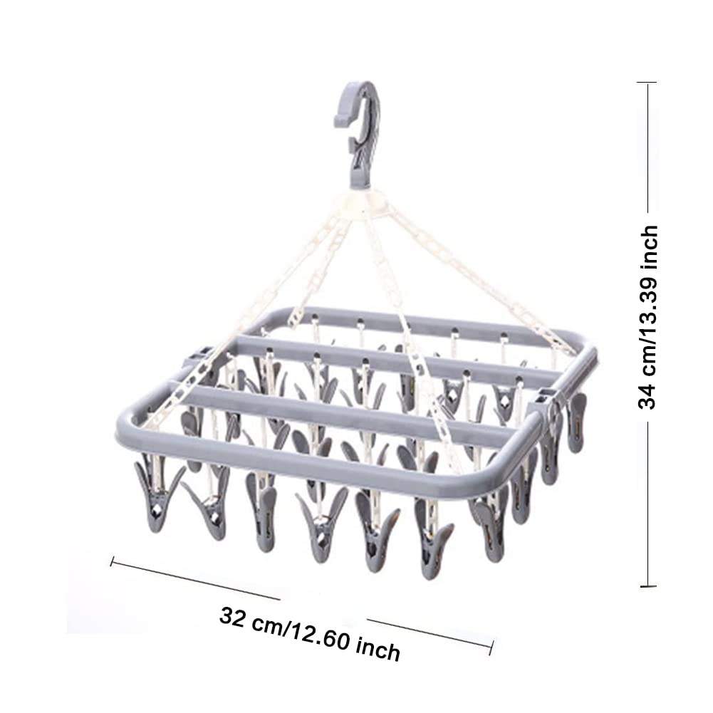 Faltbarer Wäscheständer mit 32 Clips, vielseitiger Wäschebügel für Handtücher, Unterwäsche & Babysocken - Platzsparende Socke & Handtuch