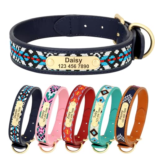 Colliers pour chiens avec étiquette d'identification gravée cuir - 3